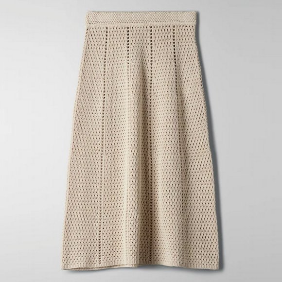 Aritzia Dresses & Skirts - Aritzia Wilfred Evie Crocheted A-line Knit Skirt Beige